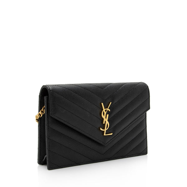 Saint Laurent YSL Grain de Poudre Envelope Wallet on Chain