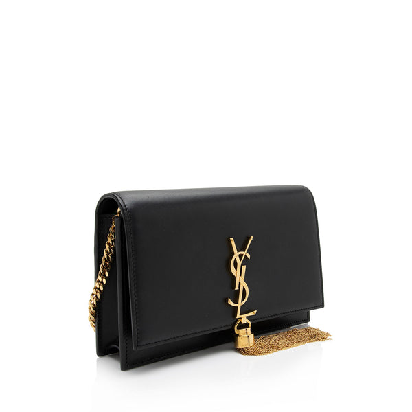 Saint Laurent Metallic Leather Monogram Kate Tassel Chain Wallet (SHF- –  LuxeDH