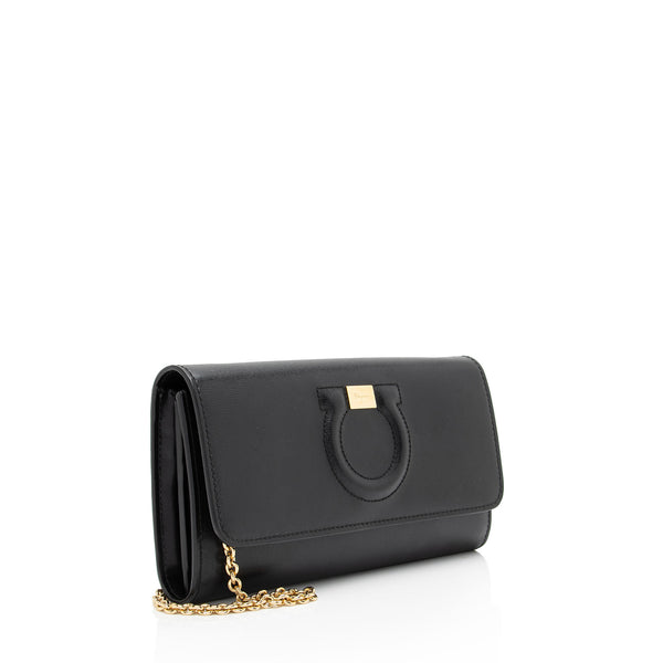 Salvatore Ferragamo PVC Black Wallet on Chain store WOC Crossbody