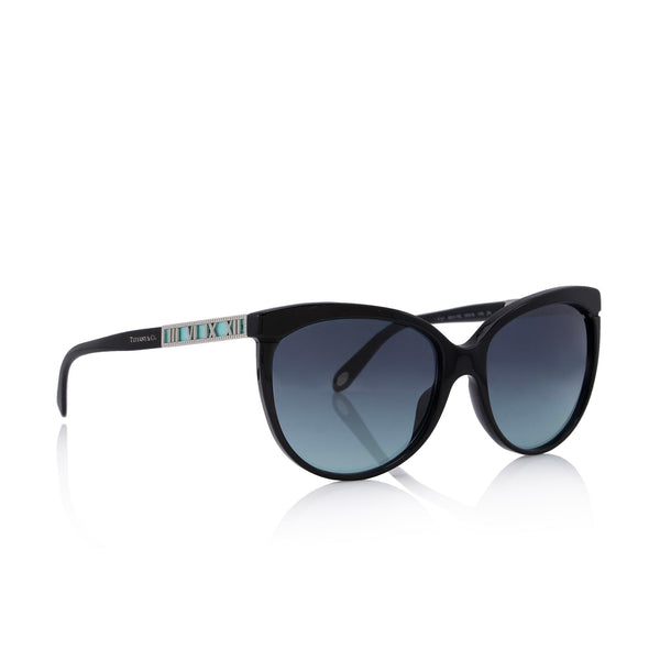 Atlas Cat Eye Sunglasses in Black Acetate with Pale Gold-Colored Metal Accents