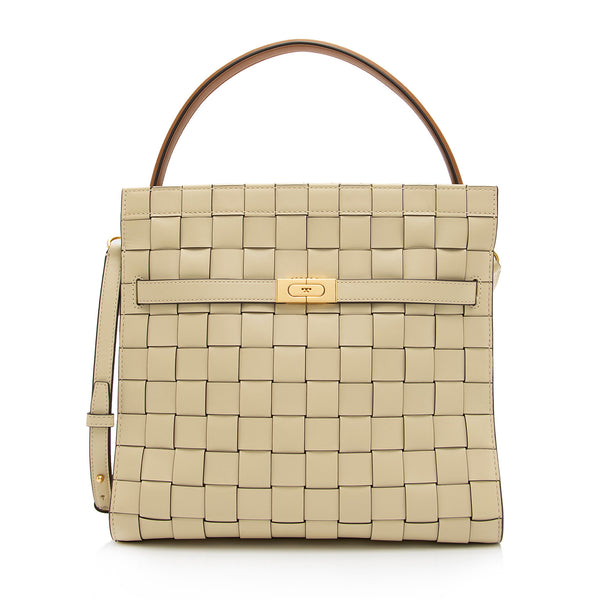 Tory Burch Lee Radziwill Woven Leather Double Bag