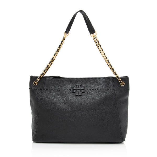 Tory Burch Mcgraw Leather Tote Bag Black