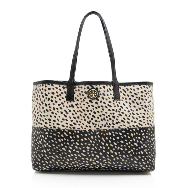 Tory Burch City Tote With Leopard top Print