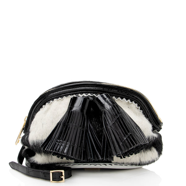 Women's Crocodile Pattern Luxury Crossbody Bag with Fringes