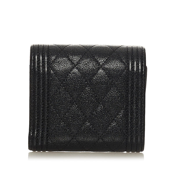 Chanel Boy's Quilted Caviar Coin Purse Wallet