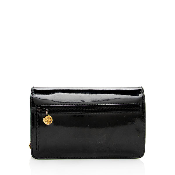Women's Leather Wallet Black Patent Leather