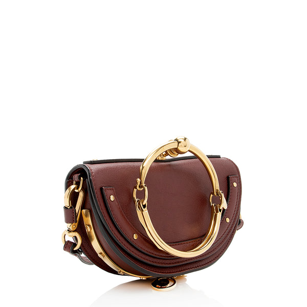 Chloe Taupe Leather Small Nile Bracelet Minaudiere Crossbody Bag