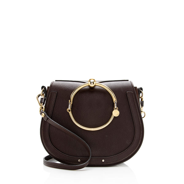 Chloe Brown Leather and Suede Medium Nile Bracelet Bag Chloe