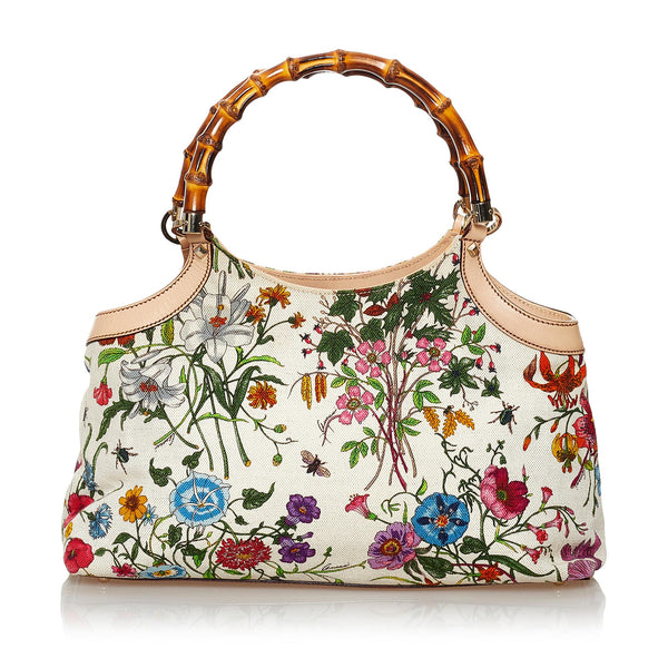 GUCCI Limited Edition Flora Print Canvas Hand Bag Bamboo Handle - MUSEUM  PIECE