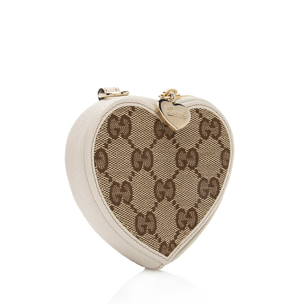 Gucci GG Supreme Heart Shaped Coin Pouch Red