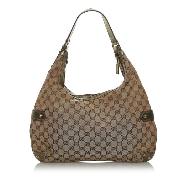 Authentic Gucci GG Monogram Canvas & Leather Horsebit Hobo Shoulder Bag  Classic