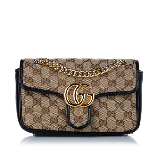 100% Authentic Gucci GG Marmont Mini Canvas & Leather Shoulder Bag