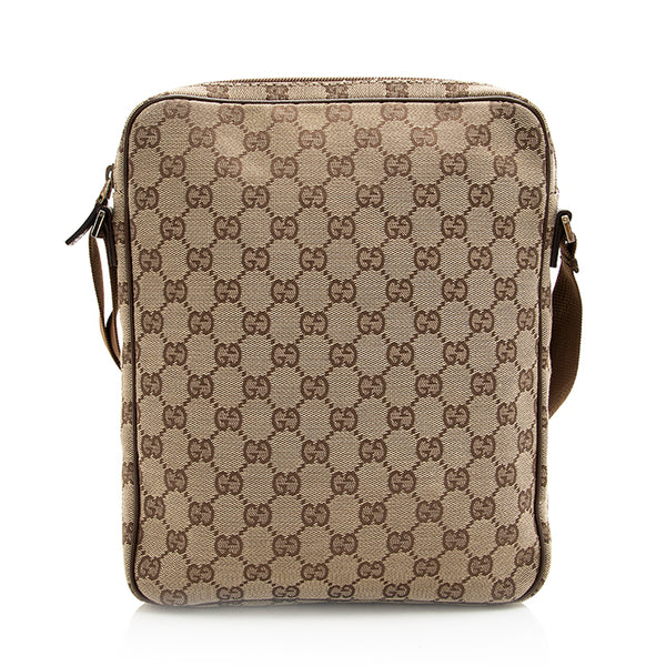 Gucci Messenger Bag GG Canvas Brown Leather