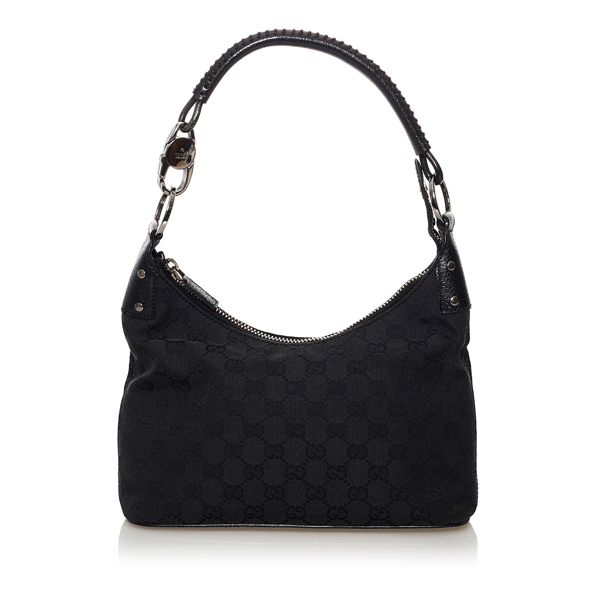 Gucci Black Canvas hot Shoulder Bag Price Firm