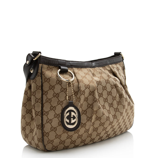Gucci Sukey GG Canvas Top Handle Satchel Crossbody Shoulder Bag
