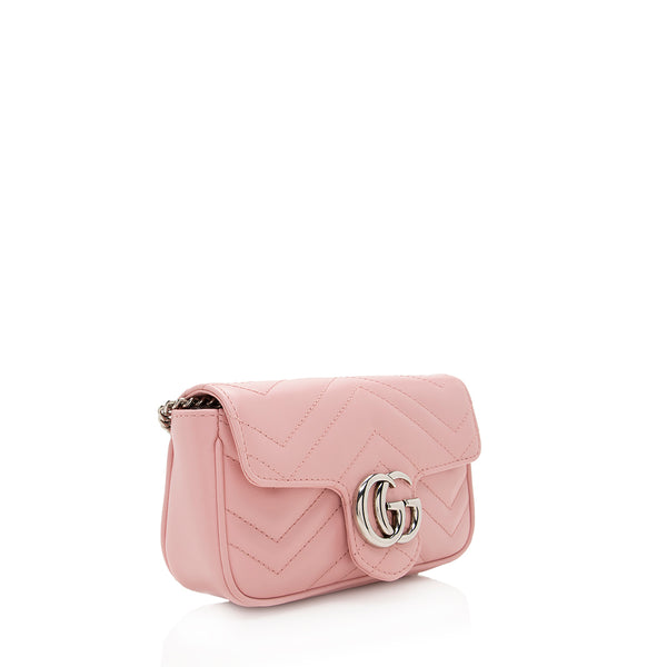 Gucci Marmont Top Handle Bag GG Mini Pastel Pink in Matelasse
