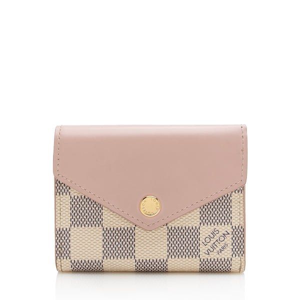 Louis Vuitton Damier Azur Folding Wallet White Pink Preowned