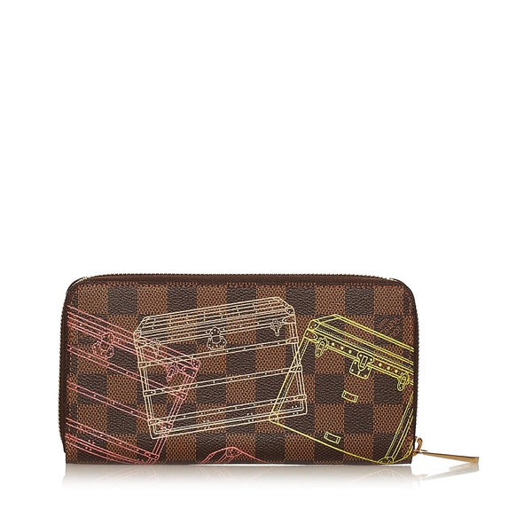 Louis Vuitton - Authenticated Zippy Wallet - Cloth Brown Gingham for Women, Very Good Condition