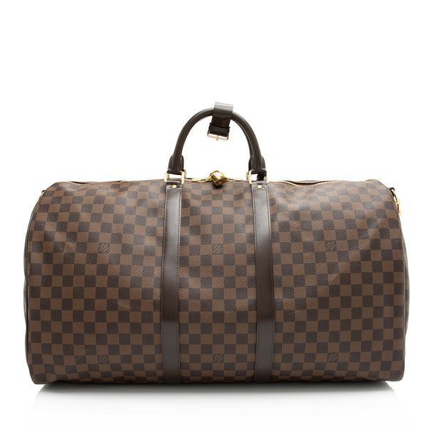 Louis Vuitton Damier Ebene Keepall Bandouliere 55 Duffle Bag with Strap  9lv62