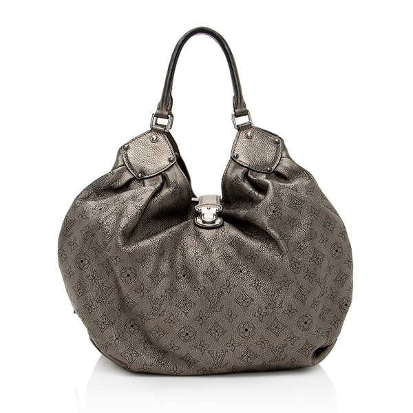 Louis Vuitton L Monogram Mahina Leather Black Hobo Handbag