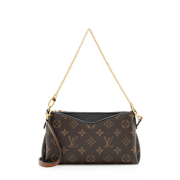 Louis Vuitton Pallas Clutch, Monogram and Black, Preowned in Box