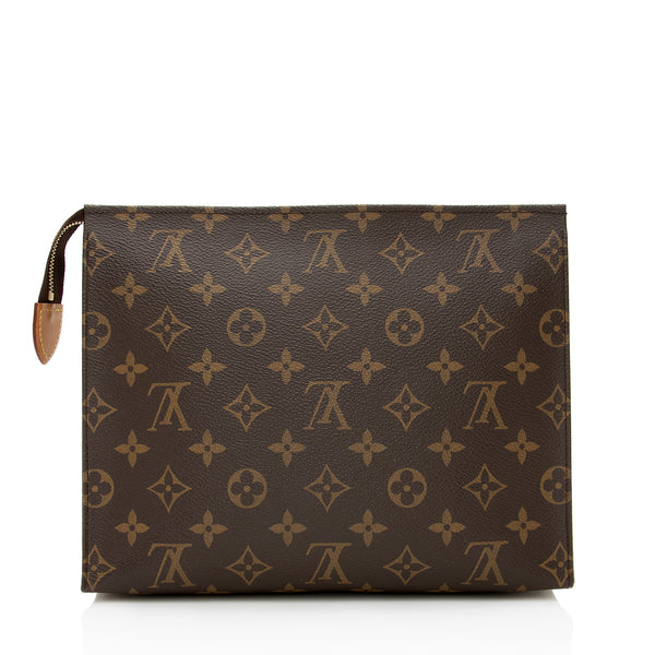 Louis Vuitton Monogram Unisex Canvas Leather Logo Clutches, Brown