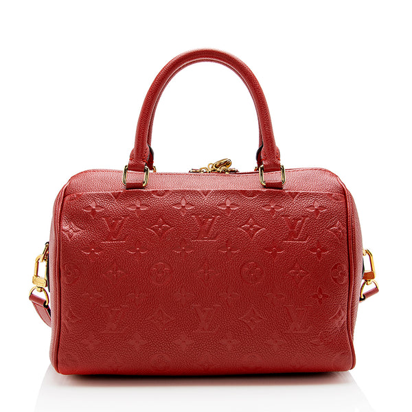 LOUIS VUITTON MONOGRAM EMPREINTE SPEEDY 25 BANDOULIERE RED AUTHENTIC