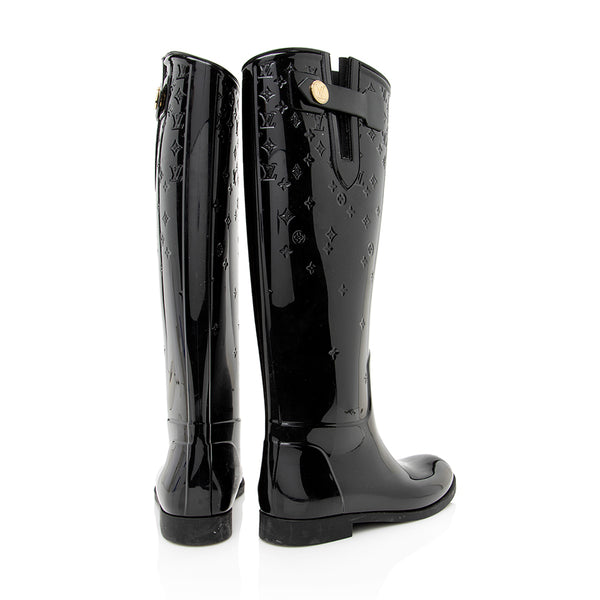 LOUIS VUITTON Monogram Plat Shrine rain boots long boots Rain