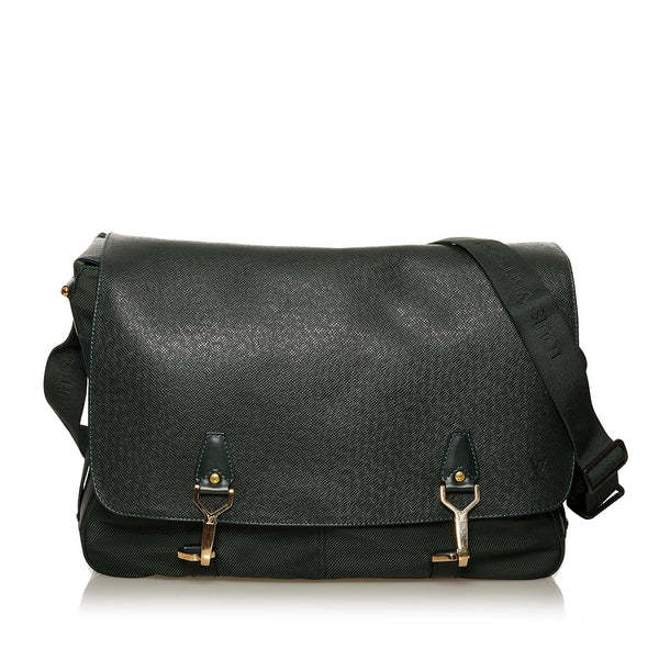 Louis Vuitton Black/Green Taiga Leather Dersou Messenger Bag Brown