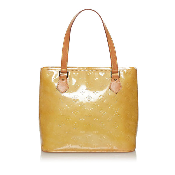Louis Vuitton LV Hand Bag Purse Houston Yellow Vernis Comes Authentic