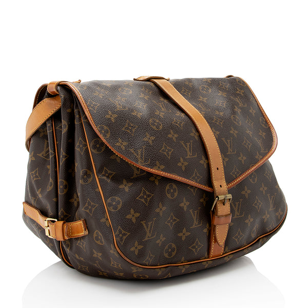 Saumur 35, Used & Preloved Louis Vuitton Messenger Bag, LXR USA, Brown