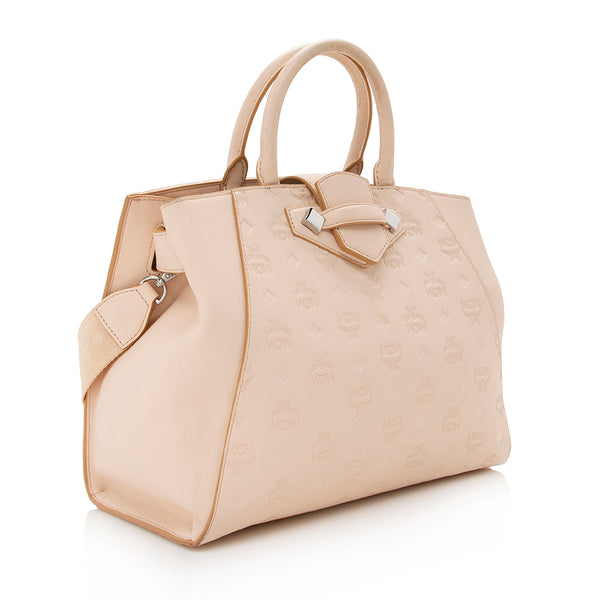 Mcm essential cheap monogram leather tote