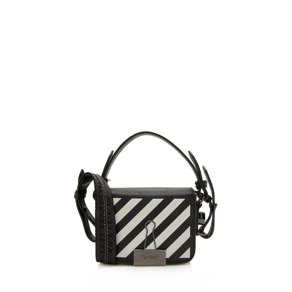 Off-White Hybrid Diagonal Stripe Leather Top-Handle Bag
