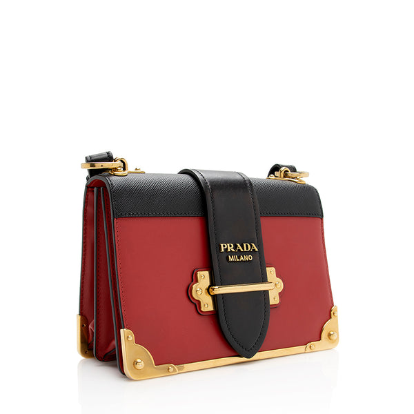 Prada Travel Saffiano Leather Crossbody Bag in Black