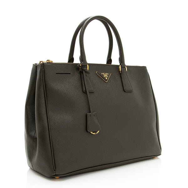 Prada Vintage Gray Large Galleria Saffiano Leather Handbag