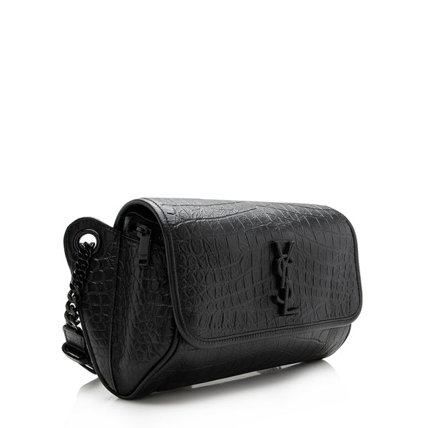 Saint Laurent Niki Mini Leather Shoulder Bag in Black