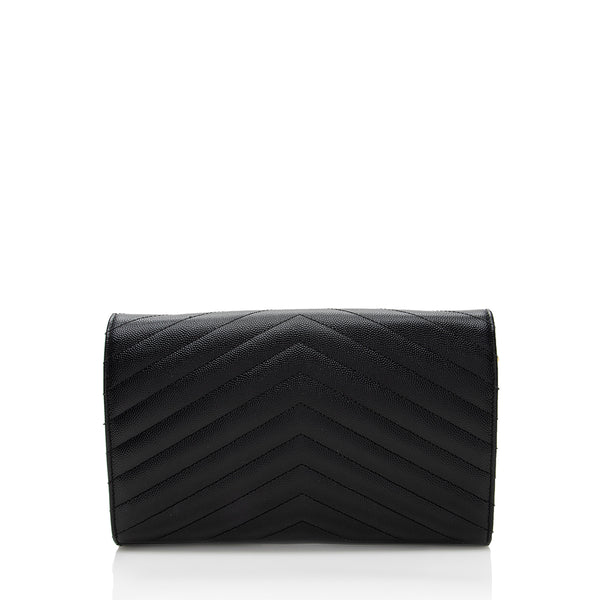 Saint Laurent Monogram Chevron-Quilted Chain Wallet