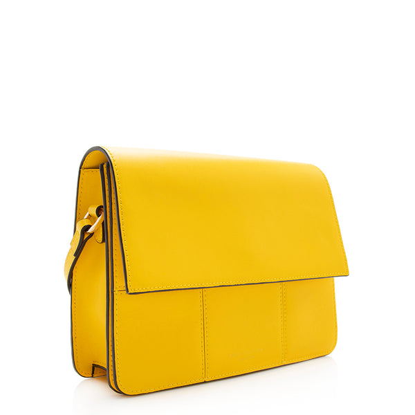 Yellow Leather Crossbody Box Bag Purse