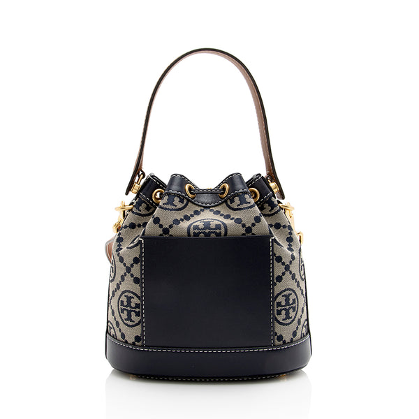 Tory Burch Monogram Jacquard T Bucket Bag (SHF-18308) – LuxeDH