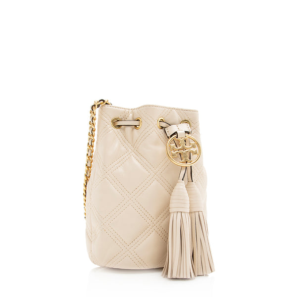 Tory Burch Quilted Leather Fleming Mini Bucket Bag, Tory Burch Handbags