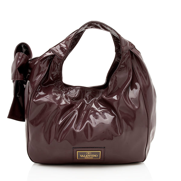 Valentino Red Patent Leather Bow Tote Shoulder bag ref.122124