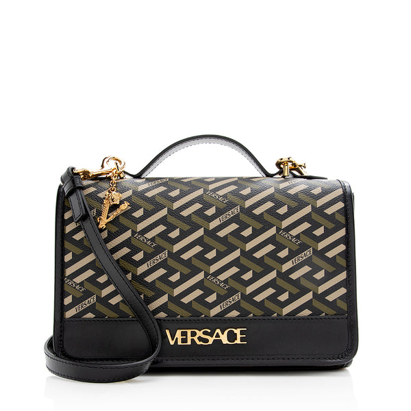 Shop Versace Medusa Leather Crossbody Bag