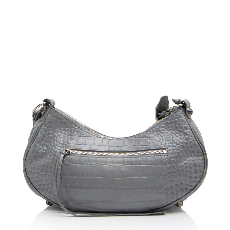 Balenciaga Croc Embossed Le Cagole Small Shoulder Bag (SHF-ymVG4a)