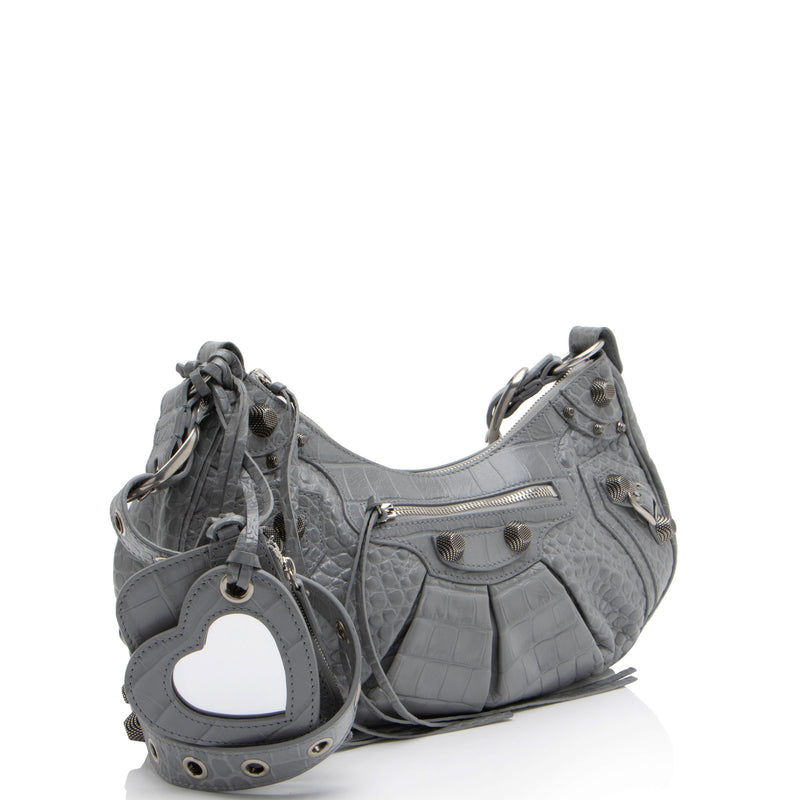 Balenciaga Croc Embossed Le Cagole Small Shoulder Bag (SHF-ymVG4a)