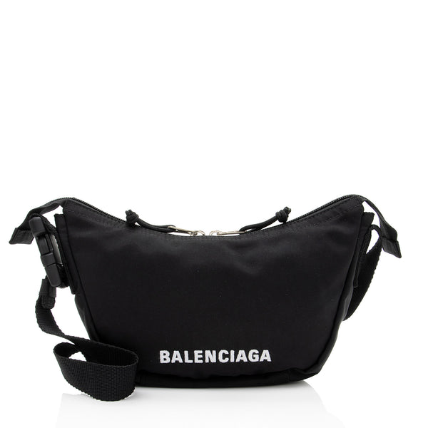 Balenciaga Recycled Nylon Logo Wheel Shoulder Bag (SHF-YKqW3c)