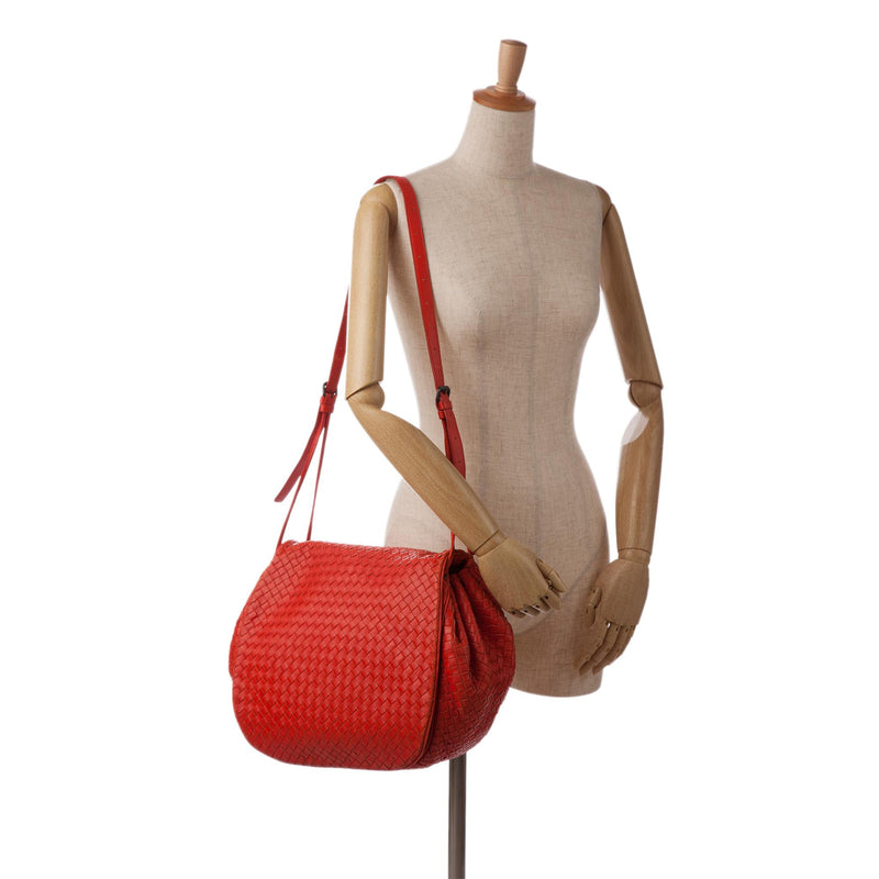 Bottega Veneta Red Intrecciato Flap Crossbody Bag