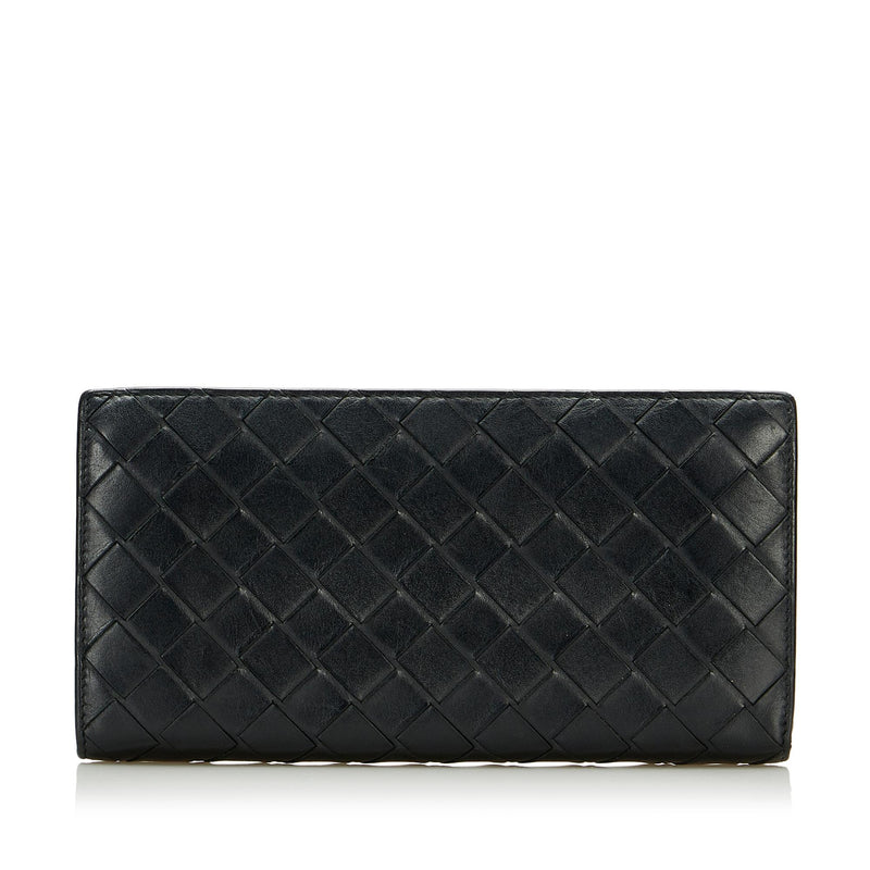 BOTTEGA VENETA Intrecciato Leather Long Wallet Black