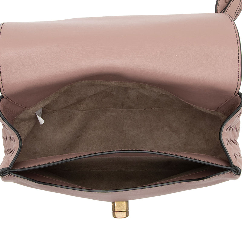 Bottega Veneta Intrecciato Nappa Luna Dusty Pink Crossbody Flap Bag
