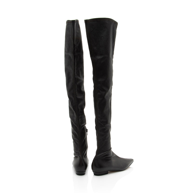 Bottega Veneta Leather Over The Knee Boots - Size 6 / 36 (SHF-2YRbWf)