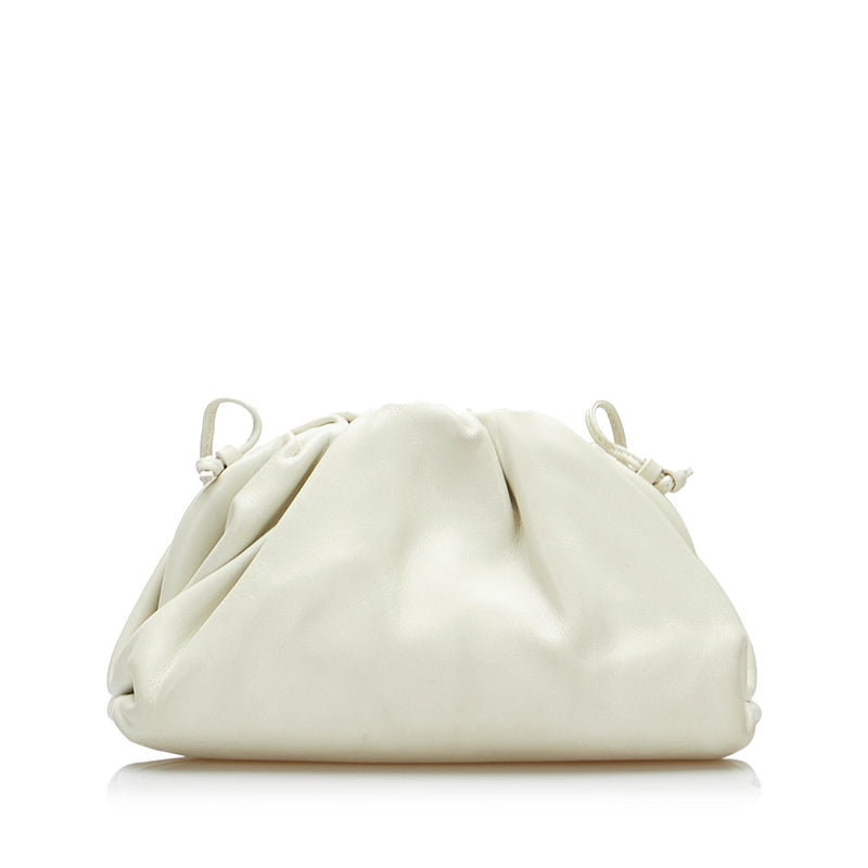 White Pouch mini leather clutch bag, Bottega Veneta